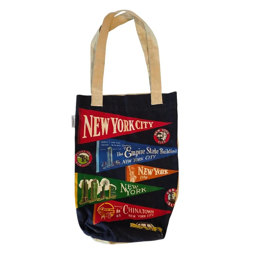 Cavallini & Co New York City Vintage Pennant Canvas Tote Bag Graphic Travel
